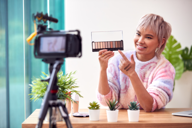 A makeup brand is being promoted through influencer marketing.