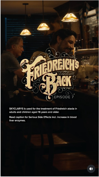 An image of a still from an instagram video with the text "Friedrich's Back," part of the series by pharma company Biogen that won an award at Cannes Lions.